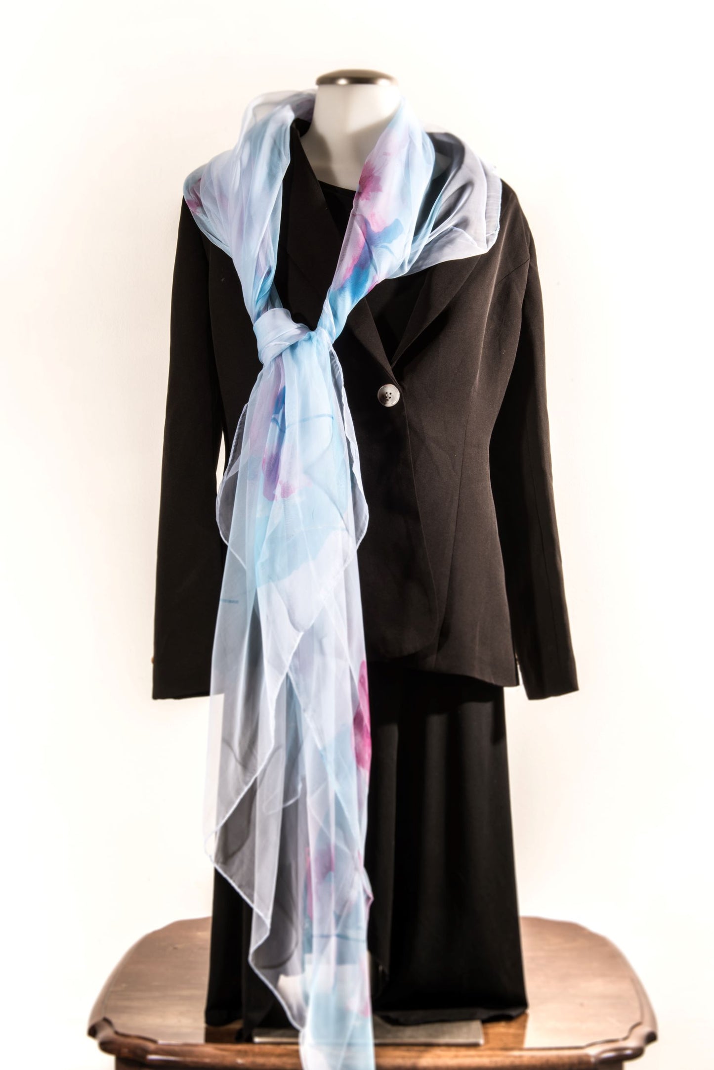 Blue & Violet Floral Silk Scarf