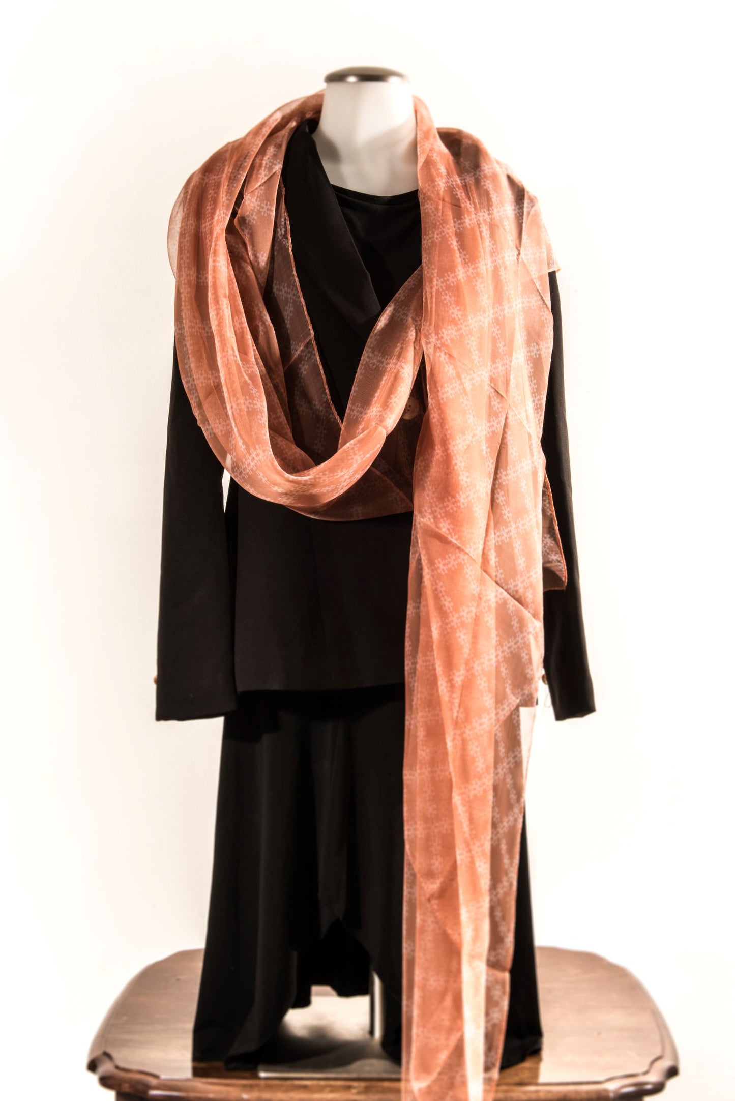Clay Brown Puzzle Pattern Silk Scarf