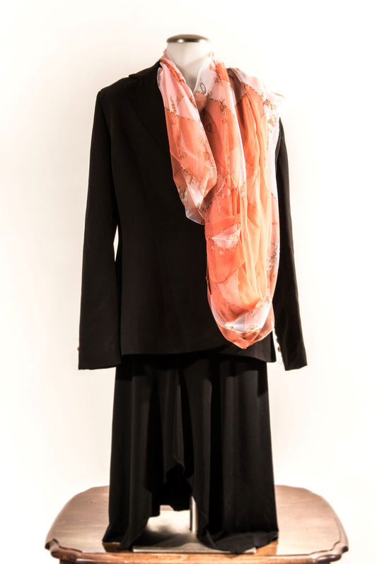 Dark Peach with Chain Link Pattern Silk Scarf