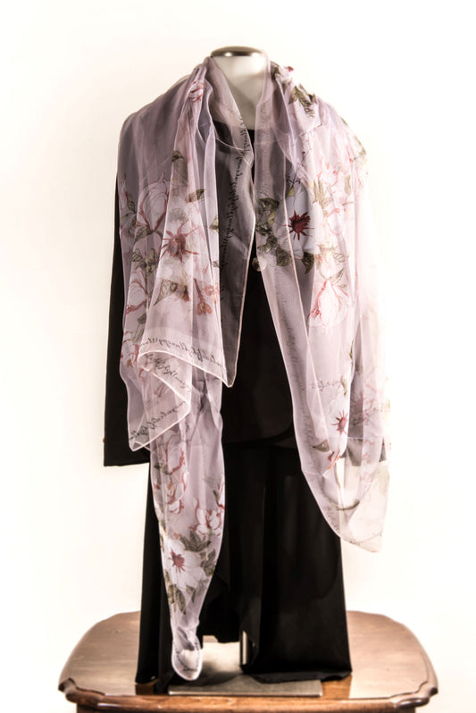 Earth Tone Floral Silk Scarf