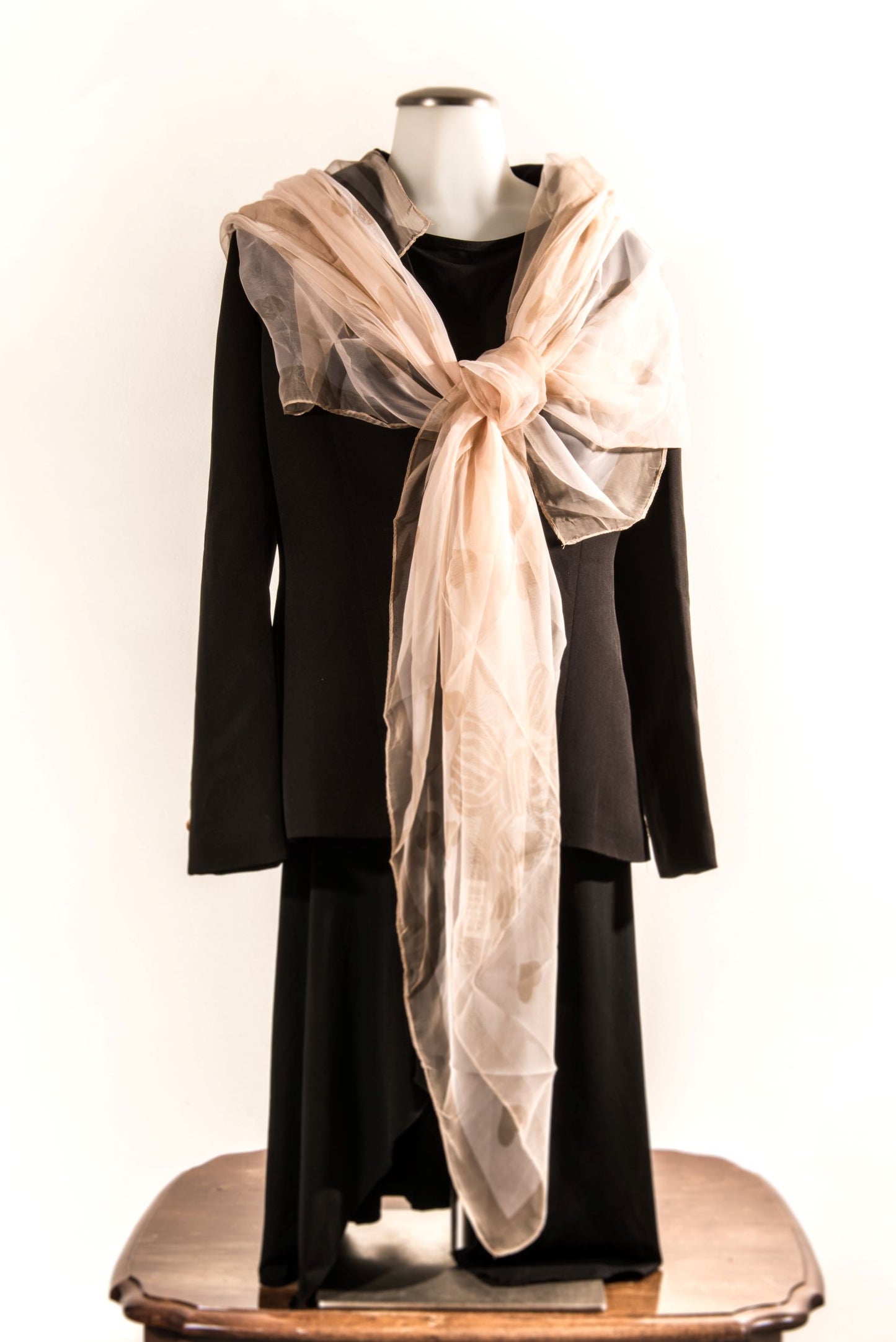Cream Hearts Silk Scarf