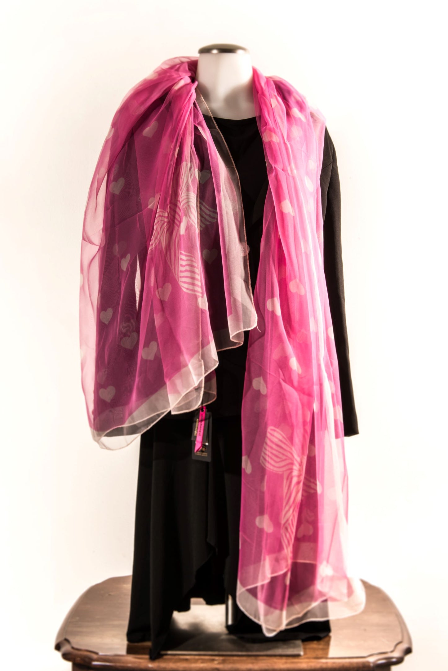 Pink Hearts Silk Scarf