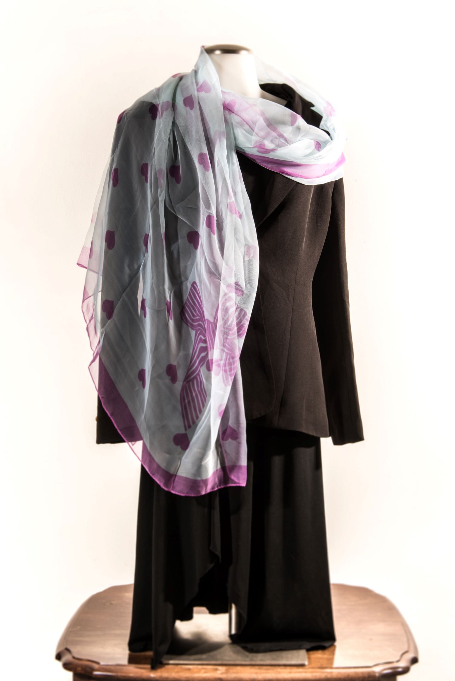 Purple Hearts Silk Scarf