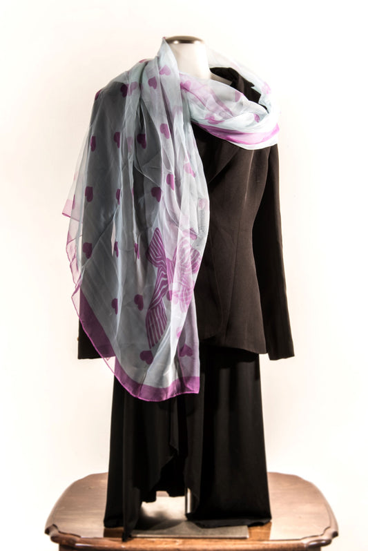 Purple Hearts Silk Scarf