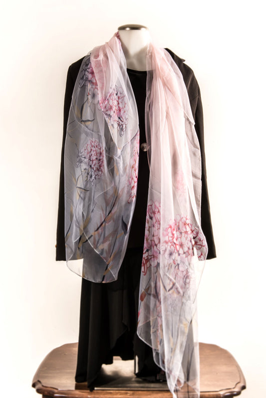 Light Peach & Pinkish Red Silk Scarf