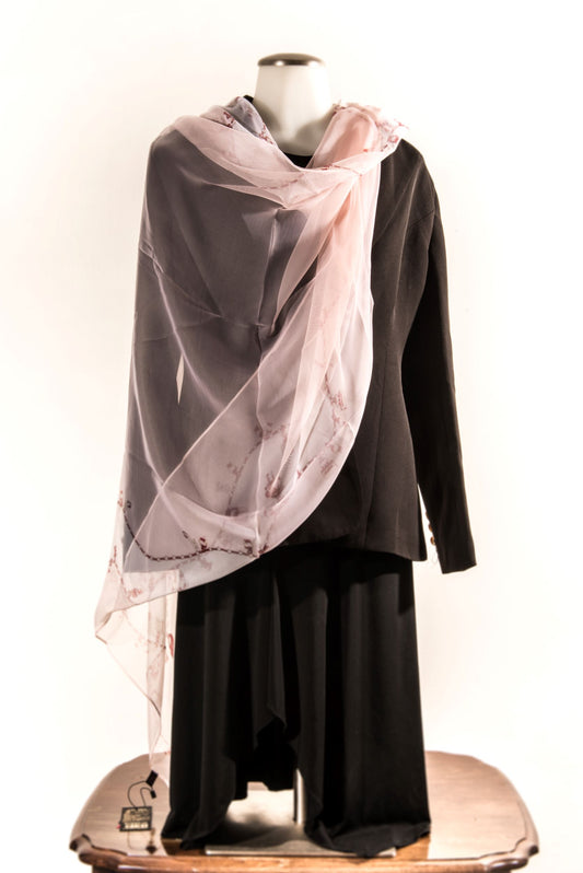 Light Peach with Chain Link Pattern Silk Scarf