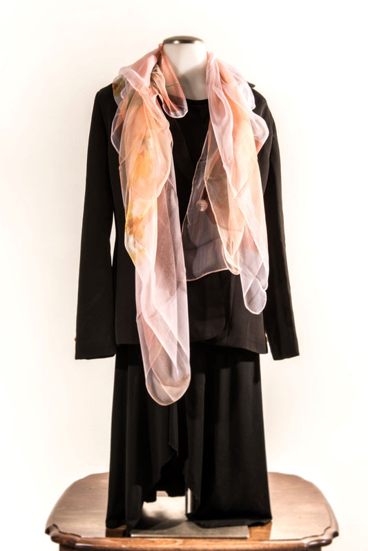 Orange & Yellow Floral Silk Scarf