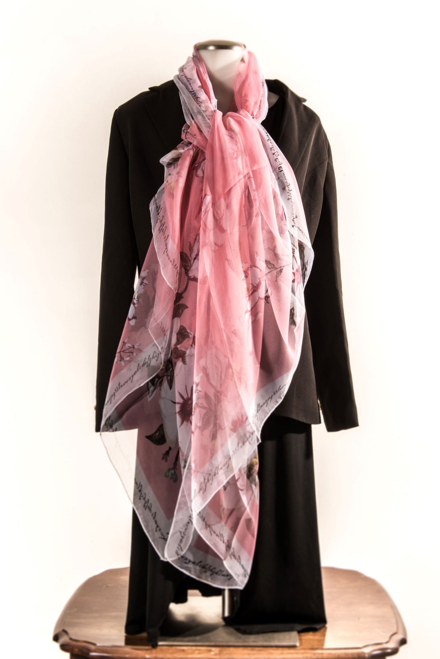 Peach Floral Silk Scarf
