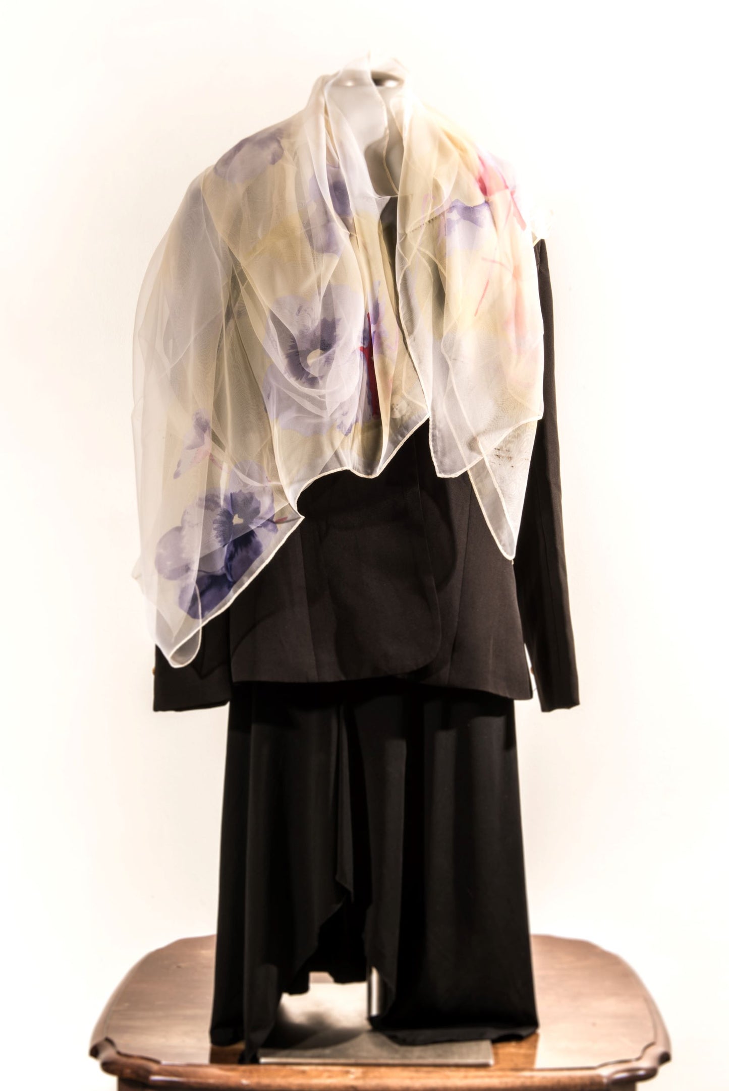 Purple Floral Silk Scarf
