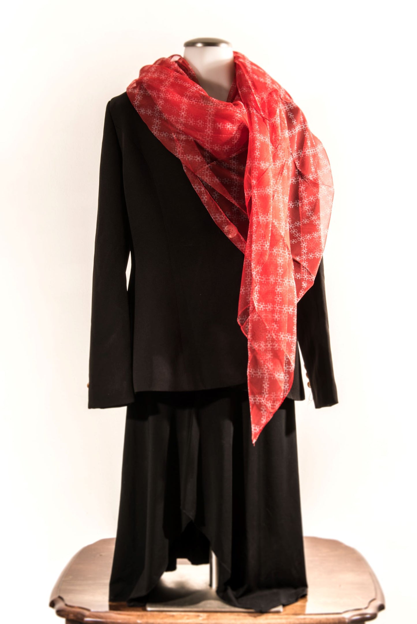 Red Puzzle Patter Silk Scarf