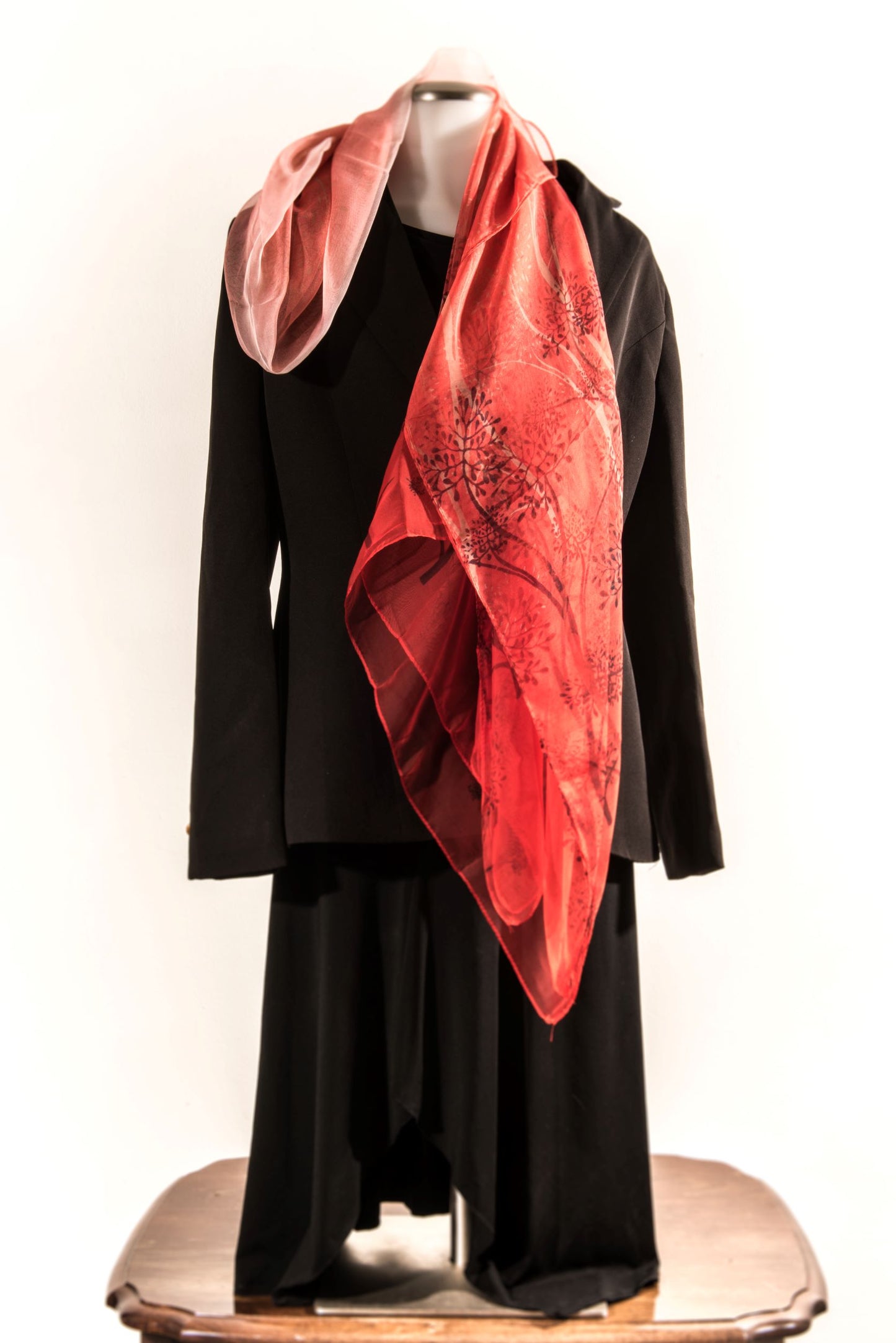 Shades of Orange with Branches & Leaves Silk Scarf