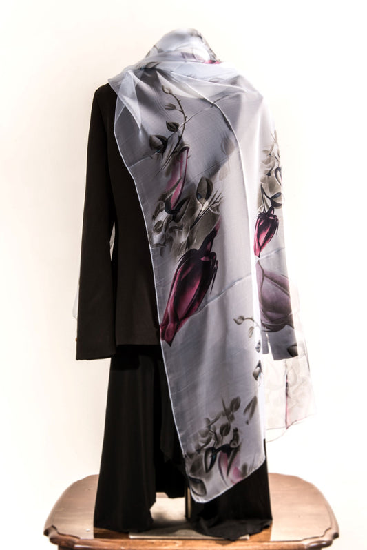 Violet Tulips Silk Scarf