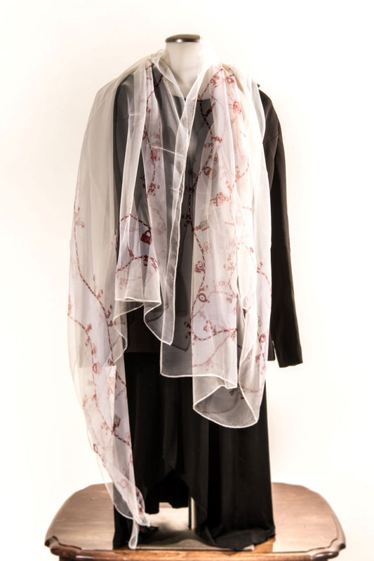 Cream with Light Brown Pattern Silk Scarf