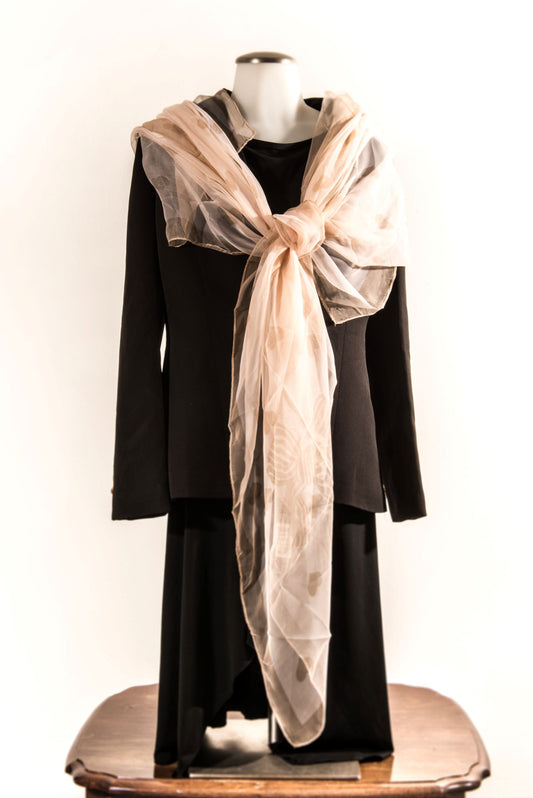 Cream Hearts Silk Scarf