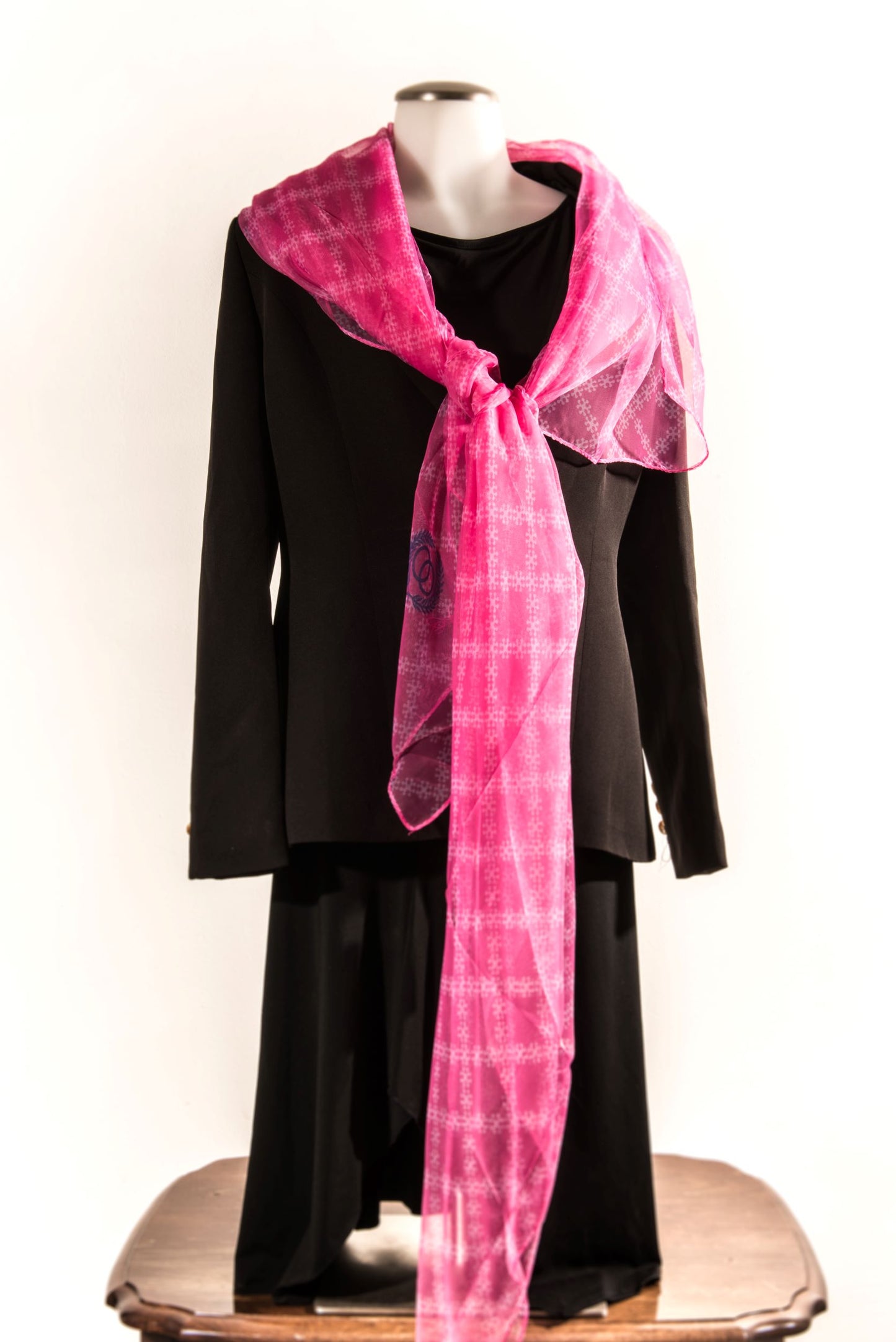 Pink Puzzle Pattern Silk Scarf